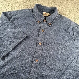 Faherty Shirt Mens M Short Sleeve Button Down Blue Floral Pocket Hemp Lyocell